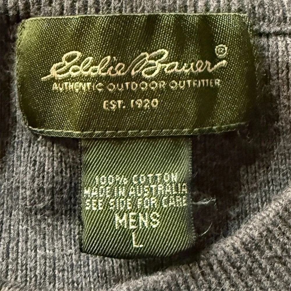 Eddie‎ Bauer Men's Gray Striped Crew Neck Pullover cotton Sweater L grandpacore - Picture 2 of 8